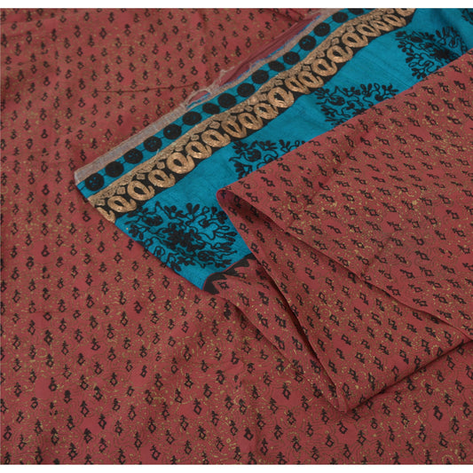 Sanskriti Vintage Rosewood Sarees Pure Georgette Hand Embroidered Sari Fabric