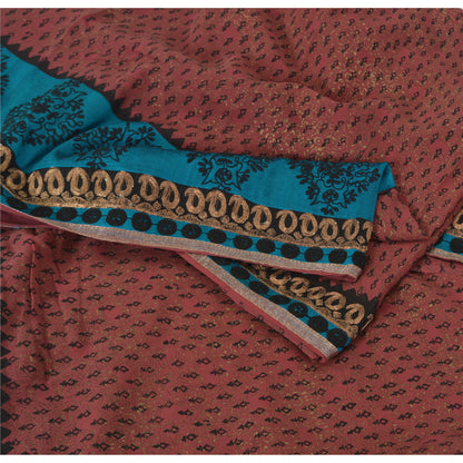 Sanskriti Vintage Rosewood Sarees Pure Georgette Hand Embroidered Sari Fabric