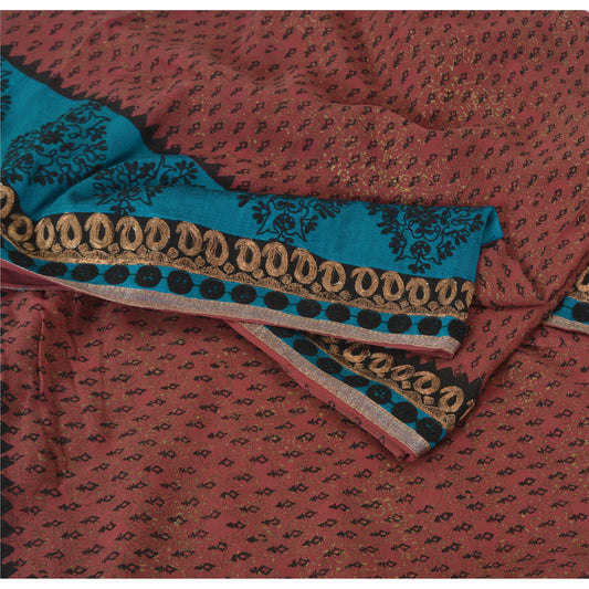 Sanskriti Vintage Rosewood Sarees Pure Georgette Hand Embroidered Sari Fabric
