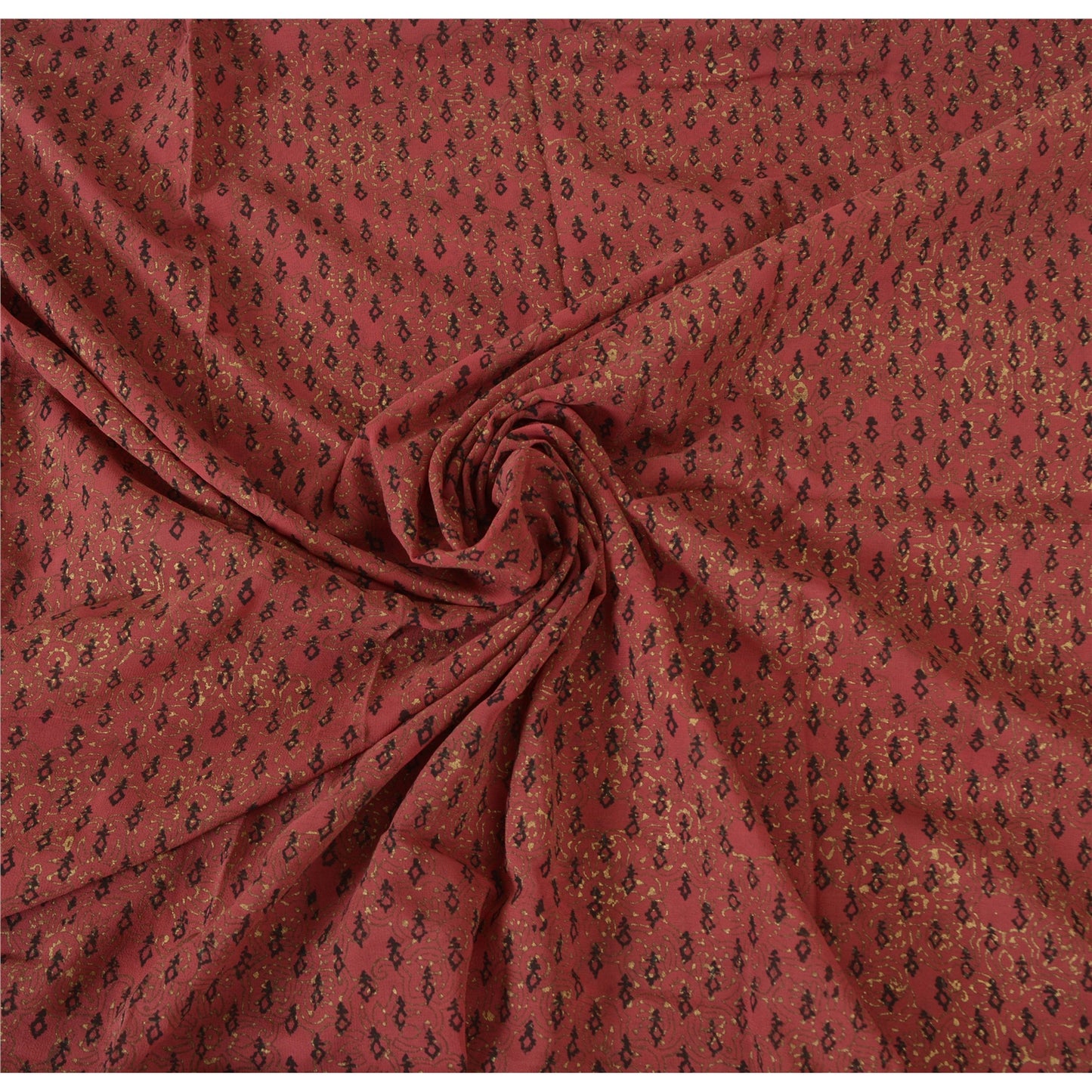 Sanskriti Vintage Rosewood Sarees Pure Georgette Hand Embroidered Sari Fabric