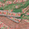 Sanskriti Vintage Green Sarees Georgette & Net Hand Beaded Brasso Sari Fabric