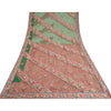 Sanskriti Vintage Green Sarees Georgette & Net Hand Beaded Brasso Sari Fabric