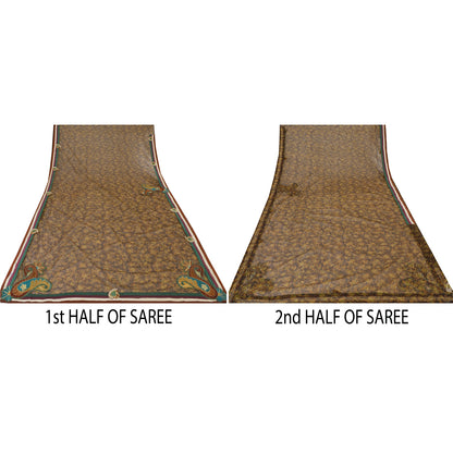 Sanskriti Vintage Black Sarees Net Mesh Embroidered Printed Premium Sari Fabric