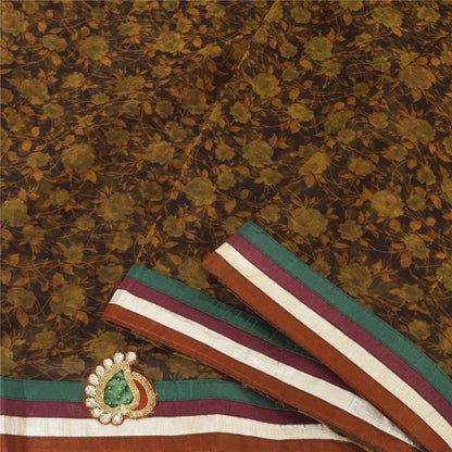 Sanskriti Vintage Black Sarees Net Mesh Embroidered Printed Premium Sari Fabric