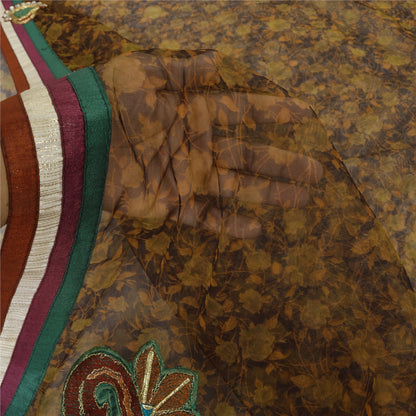 Sanskriti Vintage Black Sarees Net Mesh Embroidered Printed Premium Sari Fabric