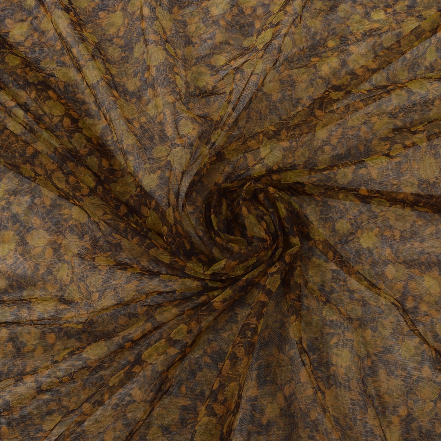 Sanskriti Vintage Black Sarees Net Mesh Embroidered Printed Premium Sari Fabric