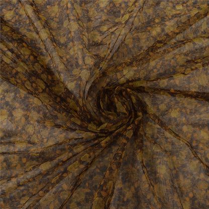 Sanskriti Vintage Black Sarees Net Mesh Embroidered Printed Premium Sari Fabric