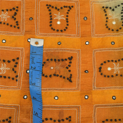 Sanskriti Vintage Sarees Gray & Yellow Pure Silk Hand Embroidery Sari 5+YDFabric