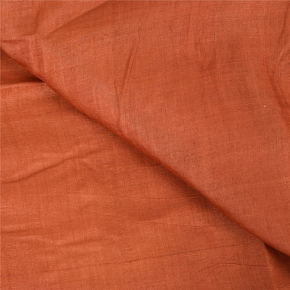 Sanskriti Vintage Brick Red Sarees Pure Silk Embroidered Patch Sari 5+yd Fabric