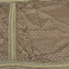 Sanskriti Vintage Brown Saree Net Mesh Hand Beaded Woven Fabric Sari