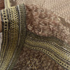 Sanskriti Vintage Brown Saree Net Mesh Hand Beaded Woven Fabric Sari