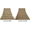 Sanskriti Vintage Brown Saree Net Mesh Hand Beaded Woven Fabric Sari