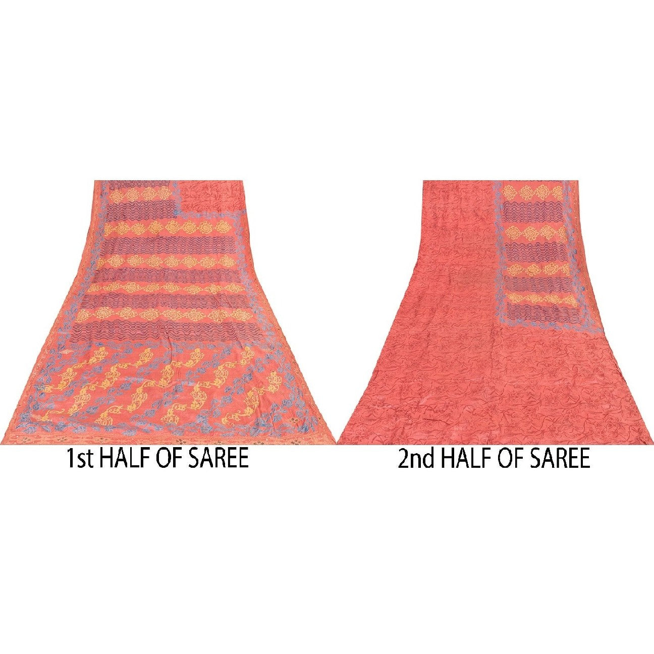 Sanskriti Vintage Pink Sarees Pure Silk Hand Beaded Craft Sustainable Fabric Printed Sari