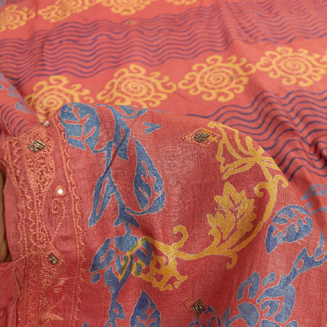 Sanskriti Vintage Pink Sarees Pure Silk Hand Beaded Craft Sustainable Fabric Printed Sari