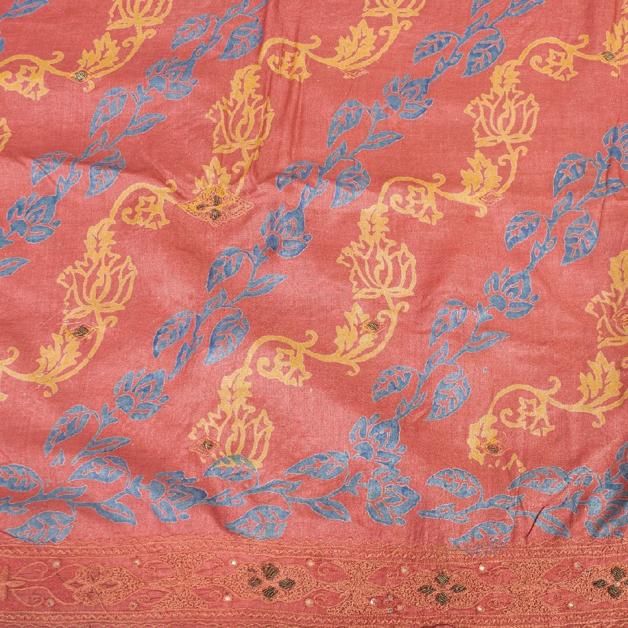 Sanskriti Vintage Pink Sarees Pure Silk Hand Beaded Craft Sustainable Fabric Printed Sari