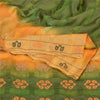 Sanskriti Vintage Green/Saffron Saree Pure Silk Hand Embroidered Fabric Sari
