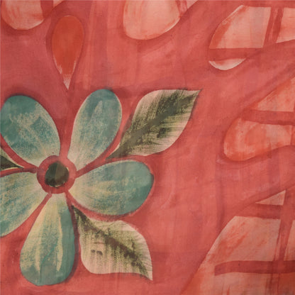 Sanskriti Vintage Red Saree Pure Georgette Embroidered Fabric 6yrd Craft Sari