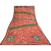 Sanskriti Vintage Red Saree Pure Georgette Embroidered Fabric 6yrd Craft Sari
