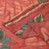Sanskriti Vintage Red Saree Pure Georgette Embroidered Fabric 6yrd Craft Sari