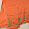 Sanskriti Vintage Orange Saree Pure Cotton Hand Beaded Fabric Craft Sari