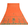 Sanskriti Vintage Orange Saree Pure Cotton Hand Beaded Fabric Craft Sari