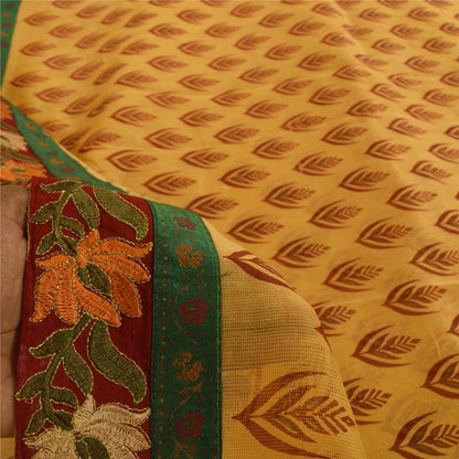 Sanskriti Vintage Cream Sarees Pure Cotton Kota Hand Beaded Sari 5ydCraft Fabric
