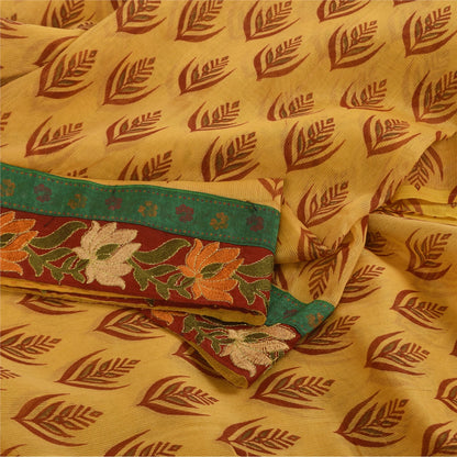 Sanskriti Vintage Cream Sarees Pure Cotton Kota Hand Beaded Sari 5ydCraft Fabric