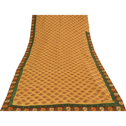 Sanskriti Vintage Cream Sarees Pure Cotton Kota Hand Beaded Sari 5ydCraft Fabric