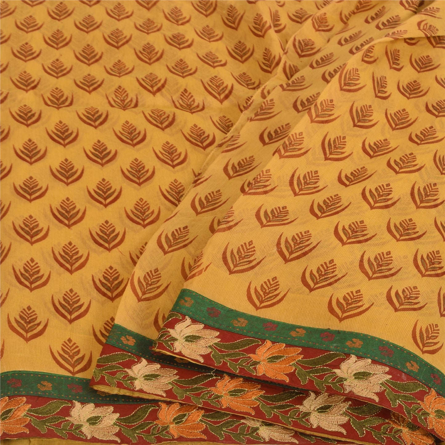 Sanskriti Vintage Cream Sarees Pure Cotton Kota Hand Beaded Sari 5ydCraft Fabric