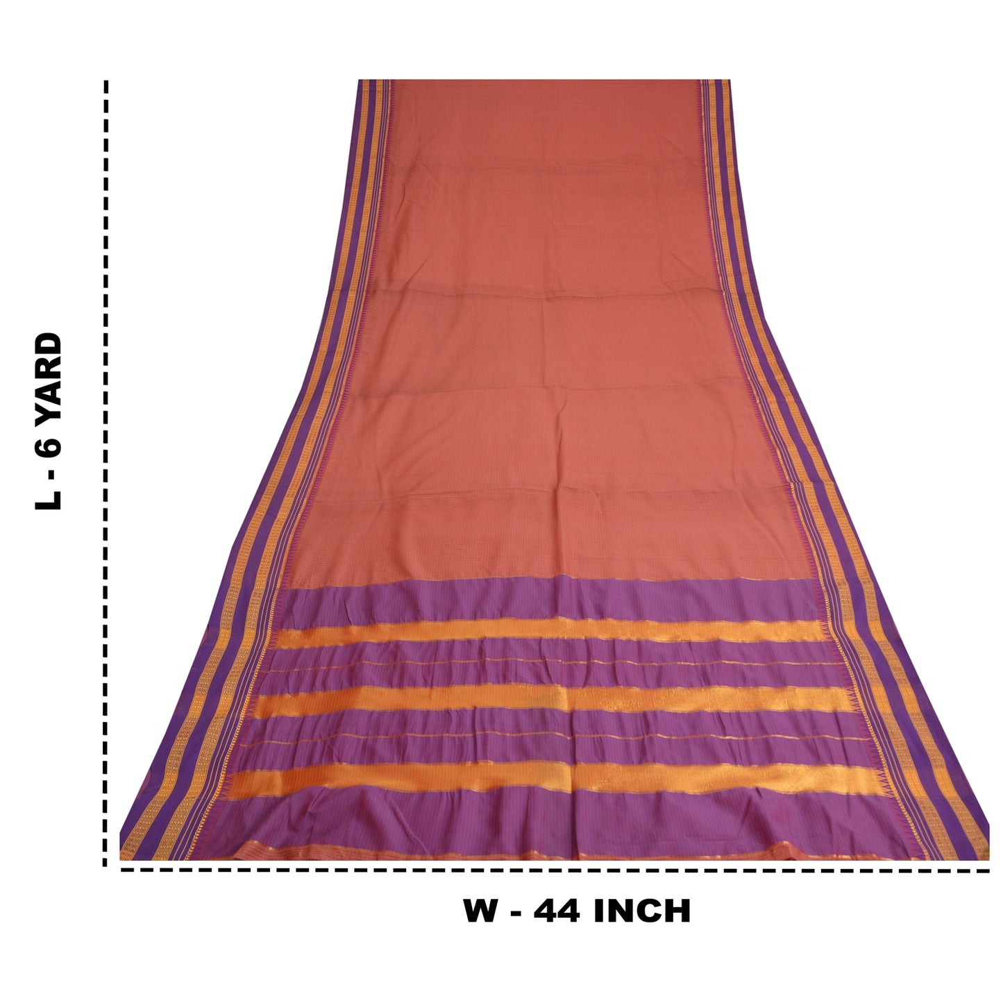 Sanskriti Vintage Purple/Peach Indian Sarees Art Silk Woven Sari Craft Fabric