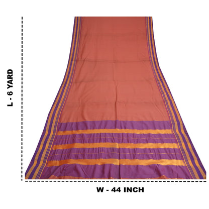 Sanskriti Vintage Purple/Peach Indian Sarees Art Silk Woven Sari Craft Fabric