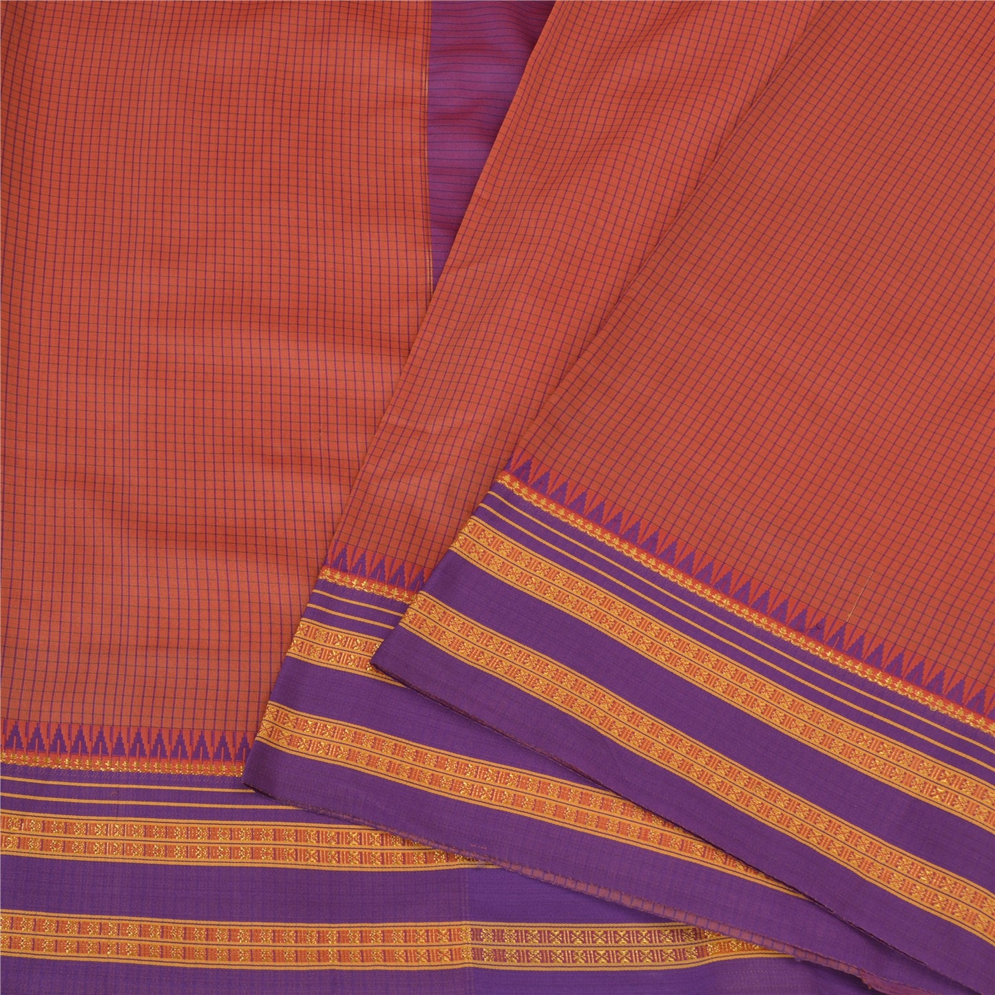 Sanskriti Vintage Purple/Peach Indian Sarees Art Silk Woven Sari Craft Fabric