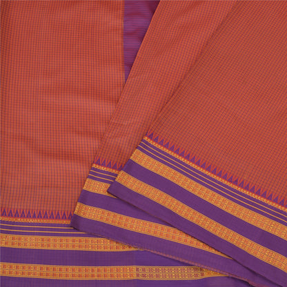 Sanskriti Vintage Purple/Peach Indian Sarees Art Silk Woven Sari Craft Fabric