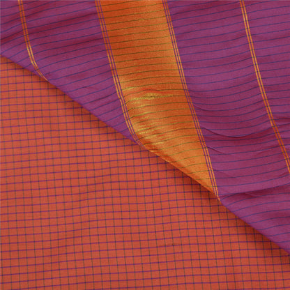 Sanskriti Vintage Purple/Peach Indian Sarees Art Silk Woven Sari Craft Fabric