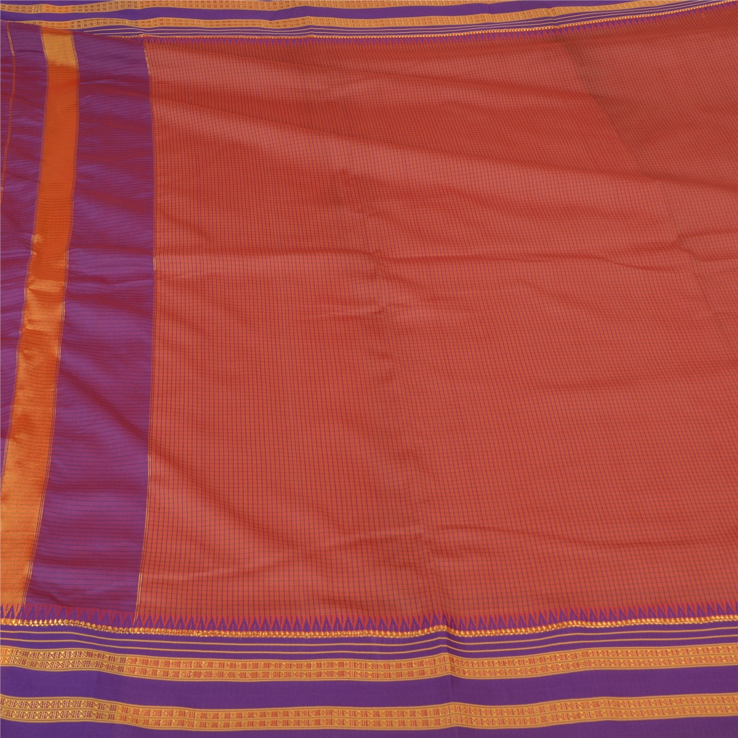 Sanskriti Vintage Purple/Peach Indian Sarees Art Silk Woven Sari Craft Fabric