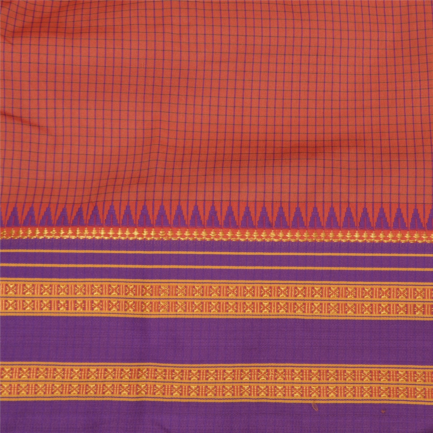 Sanskriti Vintage Purple/Peach Indian Sarees Art Silk Woven Sari Craft Fabric