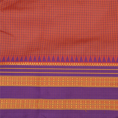 Sanskriti Vintage Purple/Peach Indian Sarees Art Silk Woven Sari Craft Fabric