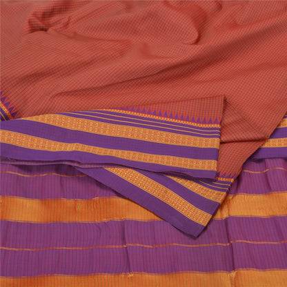 Sanskriti Vintage Purple/Peach Indian Sarees Art Silk Woven Sari Craft Fabric