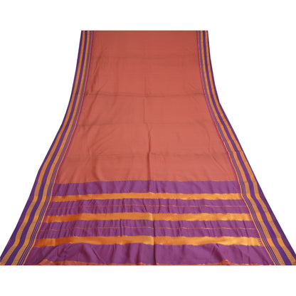 Sanskriti Vintage Purple/Peach Indian Sarees Art Silk Woven Sari Craft Fabric