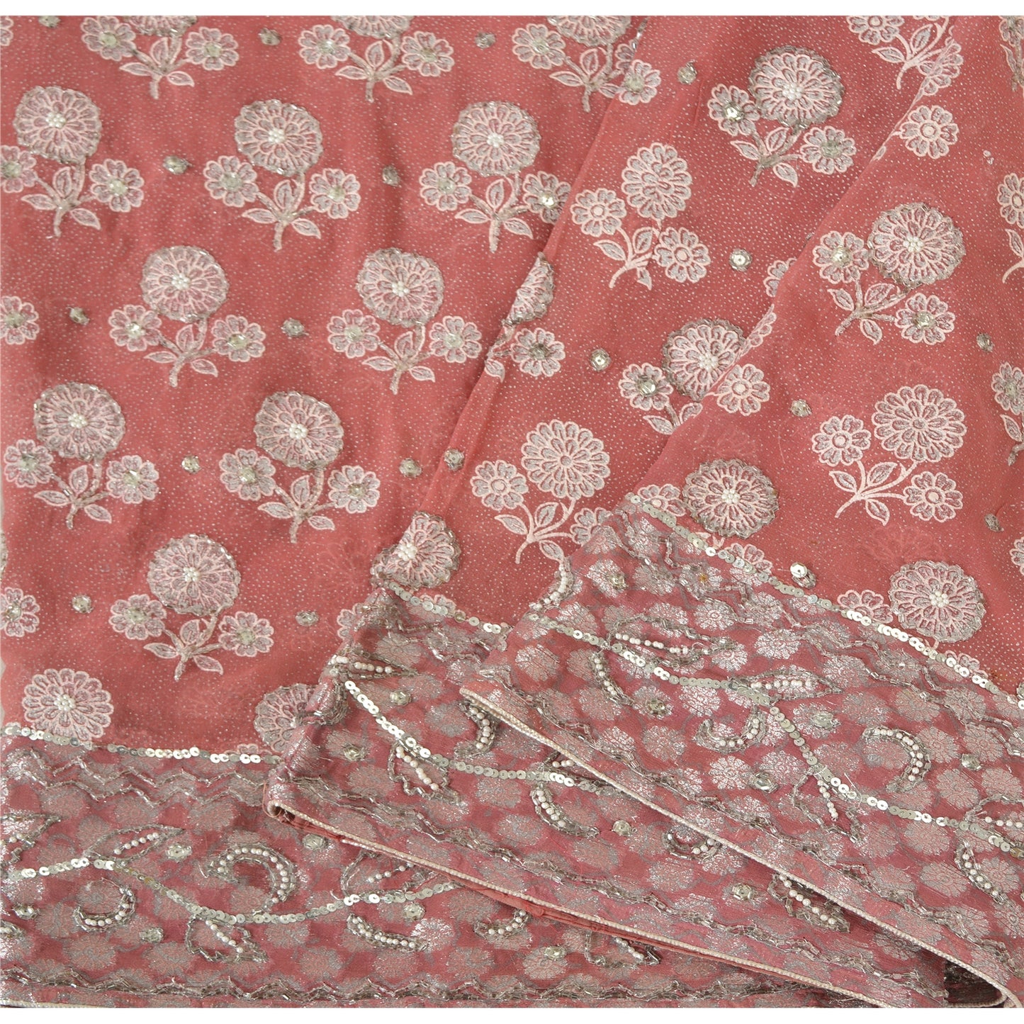 Sanskriti Vintage Sarees Pure Georgette Hand Embroidery Paint Fabric Ethnic Sari
