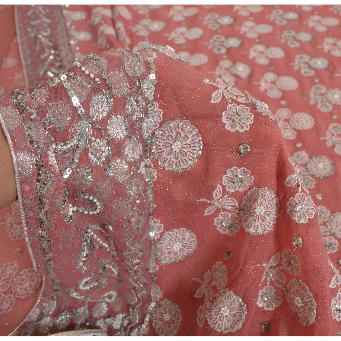 Sanskriti Vintage Sarees Pure Georgette Hand Embroidery Paint Fabric Ethnic Sari