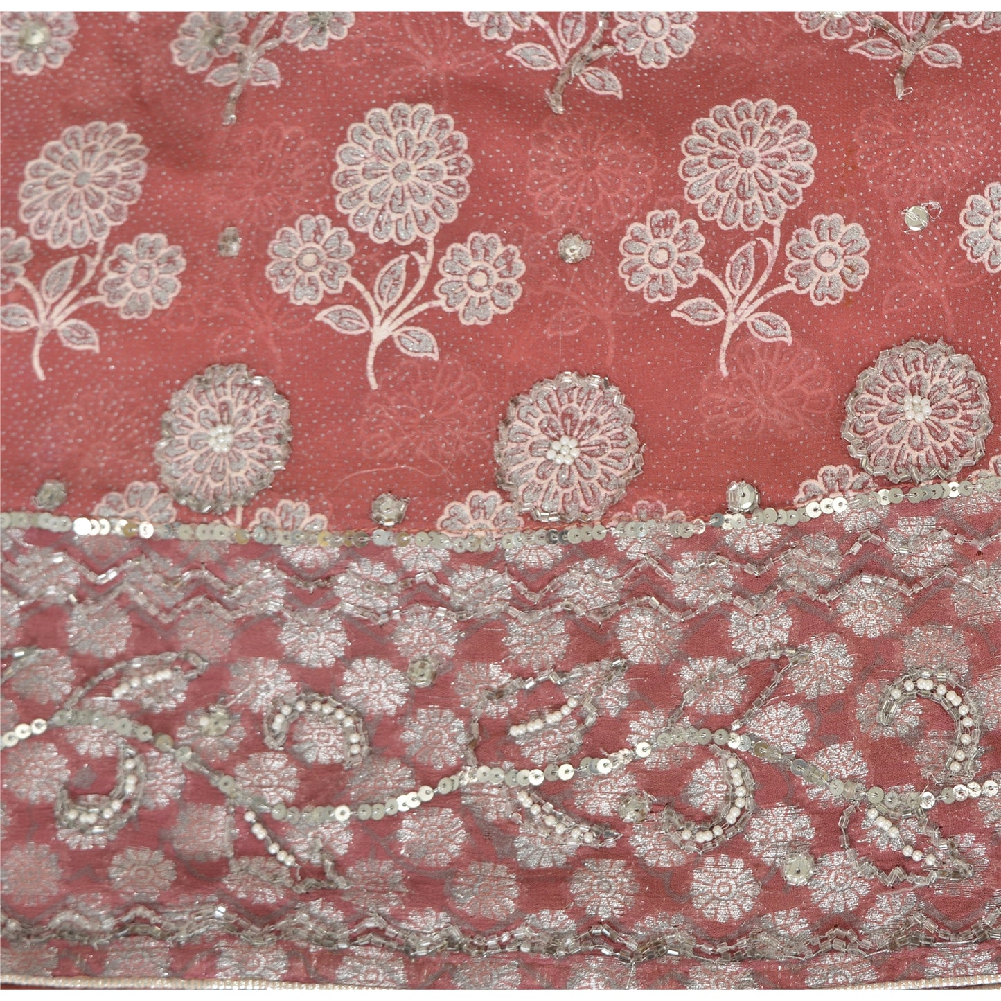 Sanskriti Vintage Sarees Pure Georgette Hand Embroidery Paint Fabric Ethnic Sari