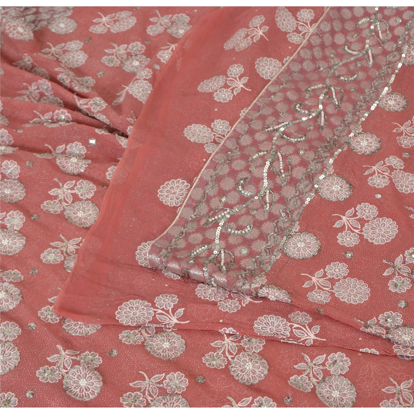 Sanskriti Vintage Sarees Pure Georgette Hand Embroidery Paint Fabric Ethnic Sari