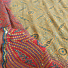 Sanskriti Vintage Cream Sarees Pure Georgette Hand Beaded Craft Fabric 5yd Sari