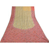 Sanskriti Vintage Cream Sarees Pure Georgette Hand Beaded Craft Fabric 5yd Sari