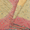 Sanskriti Vintage Cream Sarees Pure Georgette Hand Beaded Craft Fabric 5yd Sari