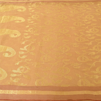 Sanskriti Vintage Beige Sarees Pure Cotton Woven Kota Doria Sari Craft Fabric