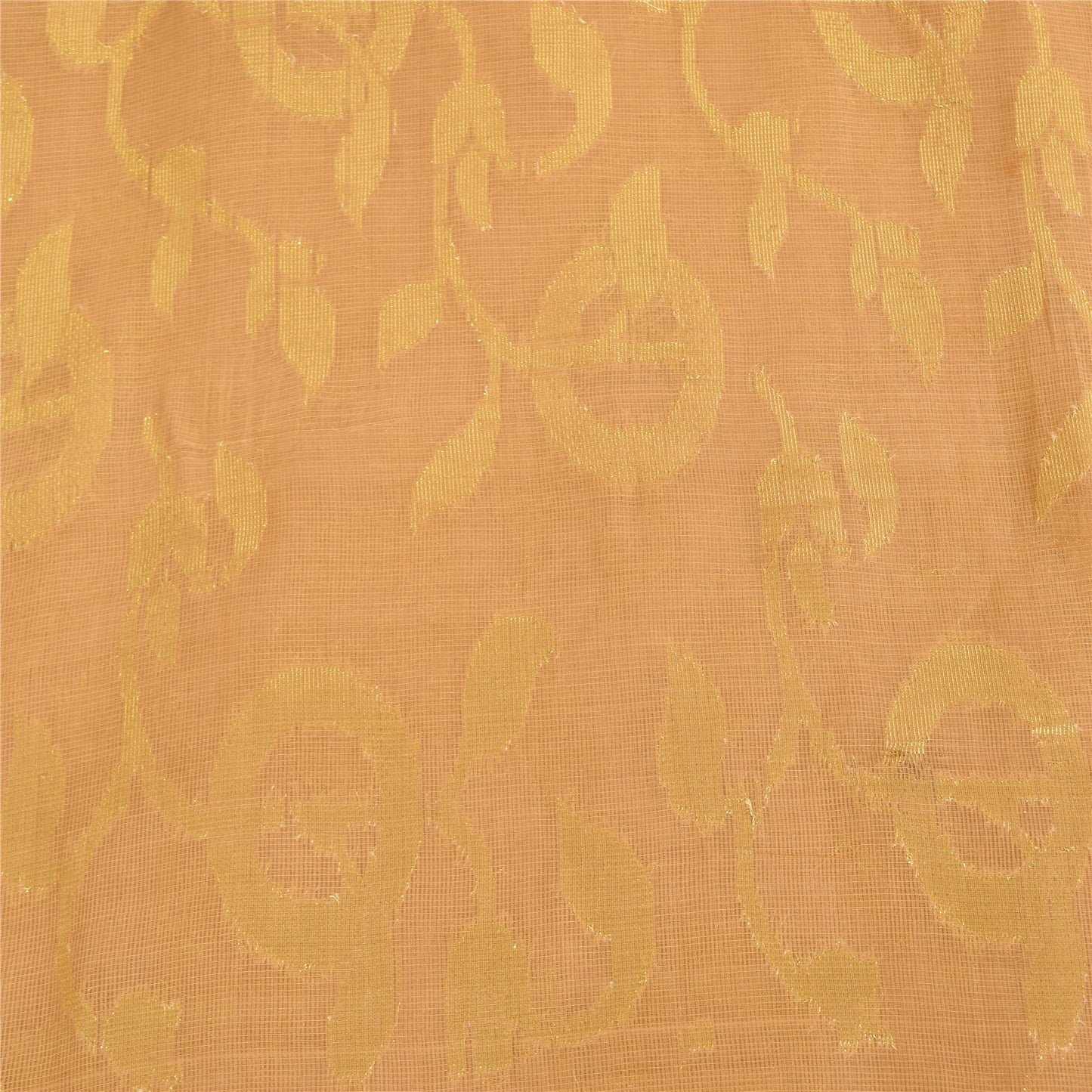 Sanskriti Vintage Beige Sarees Pure Cotton Woven Kota Doria Sari Craft Fabric
