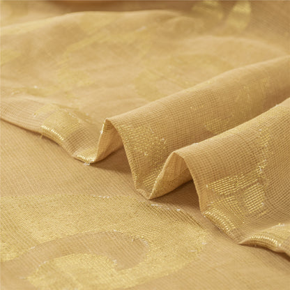 Sanskriti Vintage Beige Sarees Pure Cotton Woven Kota Doria Sari Craft Fabric