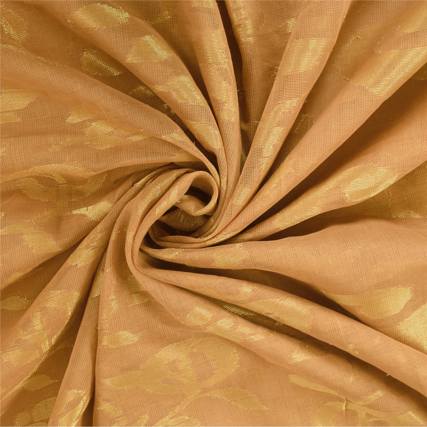 Sanskriti Vintage Beige Sarees Pure Cotton Woven Kota Doria Sari Craft Fabric